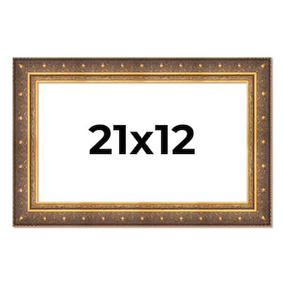 21x12 Frame Vintage Gold Solid Wood Picture Frame | 2.5 Inch Moulding