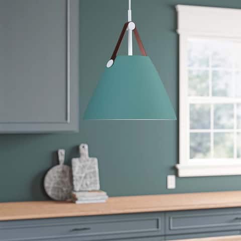 1 - Light Metal with Leather Modern Empire Cone Pendant Light