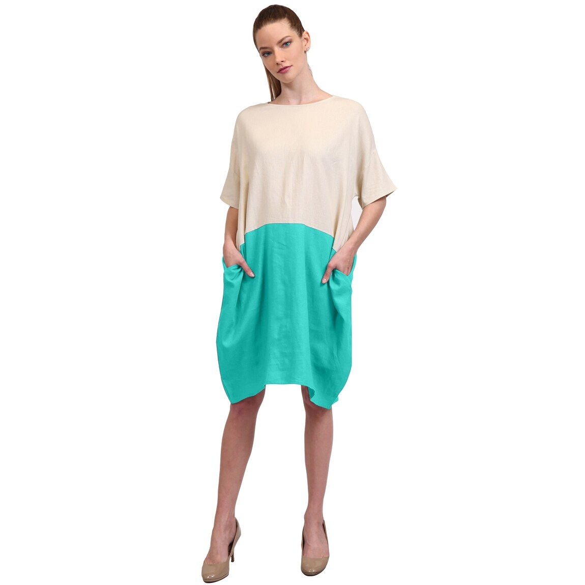 Shop Ne People Women S Casual Short Sleeve Color Block Cute Tunic