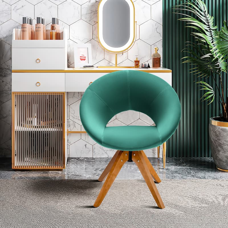 Costway Mid Century Modern Swivel Accent Chair Fabric Armchair Velvet - 27'' x 22'' x 32.5''