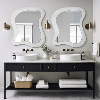 Asymmetrical Wall Mirror Decorative Irregular Mirror (Set of 2)