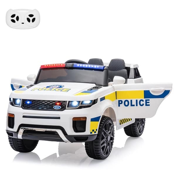 slide 2 of 14, 12V Kids Ride On Police Car SUV Toddlers Electric Cars Battery Operated Ride On Toy for Kids Ages 3-5 White