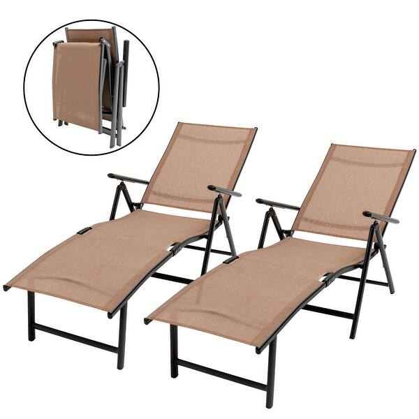 Outdoor Folding Chaise Lounge Chair,Patio Textilene Reclining Lounge
