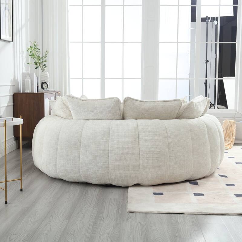 81.10" Double Bread Extra Large Round Sofa Bed with Armrests and Large Cushions
