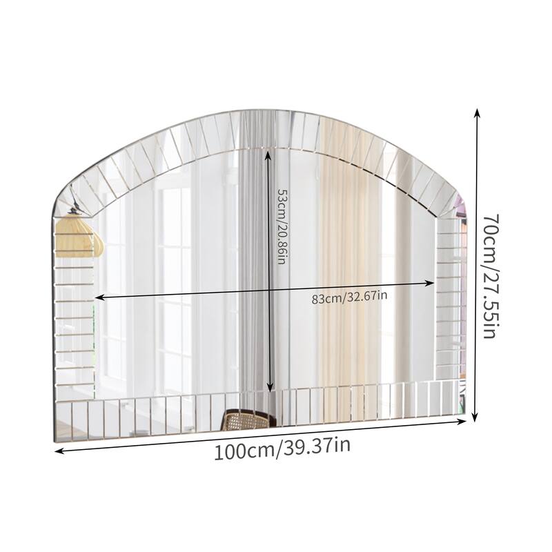 Frameless Beveled Arched Mirror Art Decorative - 40" W x 28" H
