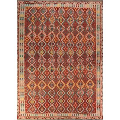 Reversable Kilim Oriental Area Rug Flatweave Living Room Wool Carpet - 9'7"x 13'0"