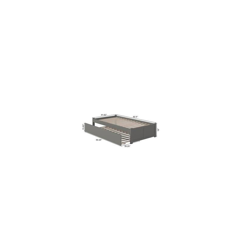 Twin XL Platform Bed with Trundle - Grey Finish - Modern Minimalist Design - Extra Sleeping Space