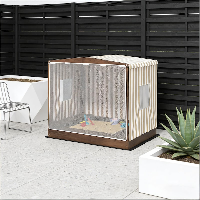 GDFStudio Outdoor Nilo Kids Sandbox with Canopy, Seating, and Storage