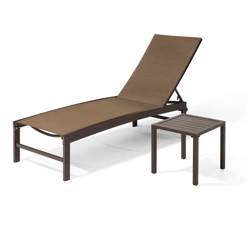 VredHom Outdoor Furniture Patio Chaise Lounge with Side Table - 76.38 " L x 23.62 " W x 13" H
