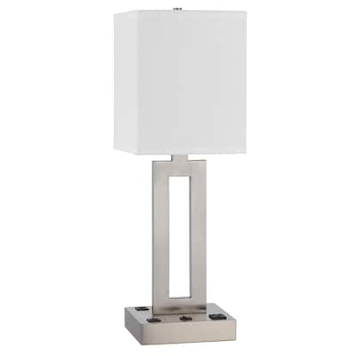 Sarnia metal desk lamp with 1 outlet and 2 USB charging ports