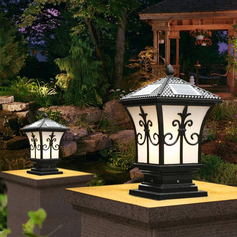 Solar Post Light Outdoor Fence Cap Lamp Waterproof Pillar Lamp - 5.91*5.91*14.97 inches