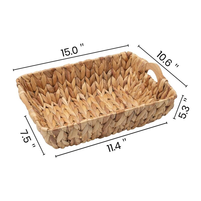 StorageWorks Wicker Storage Baskets with Handles Water Hyacinth Woven Baskets (2-Pack)