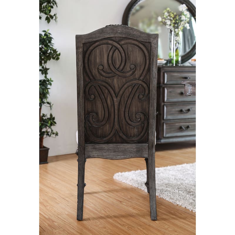 The Gray Barn Cornerways Formal High Back Carved Wood Dining Chairs (Set of 2)