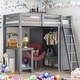 preview thumbnail 2 of 25, Twin Size Loft Bed With Wardrobe and Desk and Shelves,Sturdy Construction and Eye-catching Design