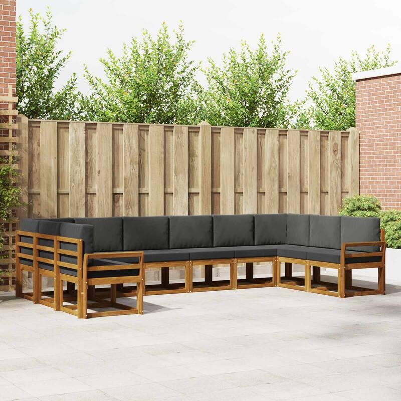vidaXL Outdoor Sofa Set with Cushion 10 pcs Natural and Anthracite - 142.91 x 74.80 x 28.74 in