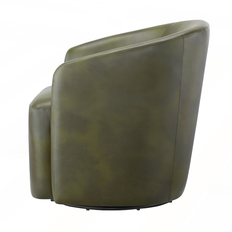 Faux Leather Swivel Barrel Chair