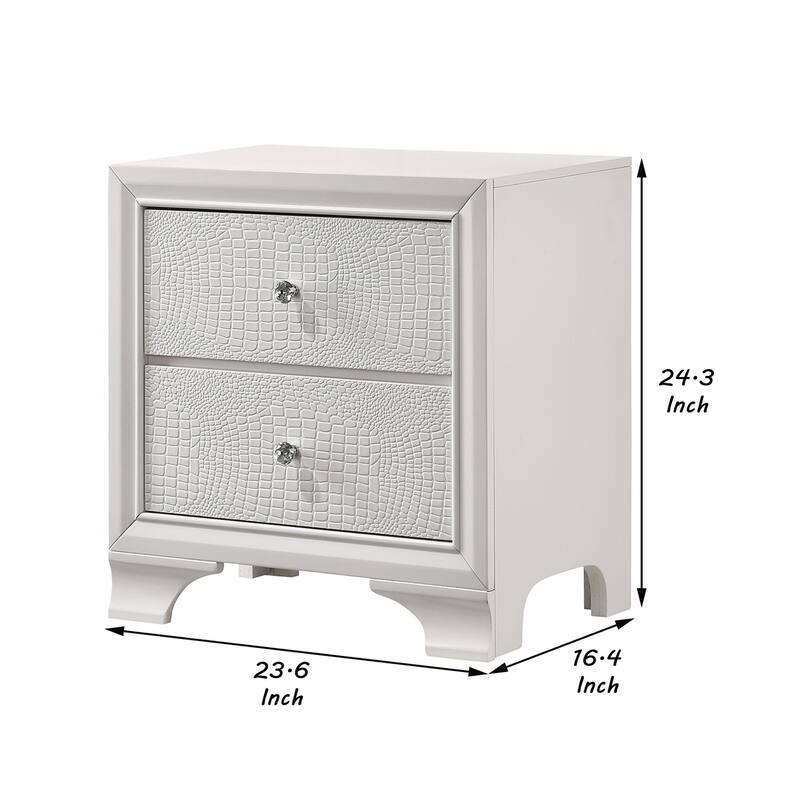 White 2 Drawer 16.4 in. W Nightstand with Sturdy Hardware and Ample Storage