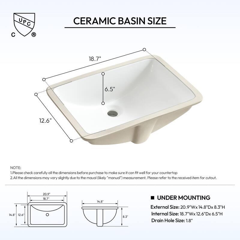 Malaga Composite Stone Vanity Top with White Rectangular Sink