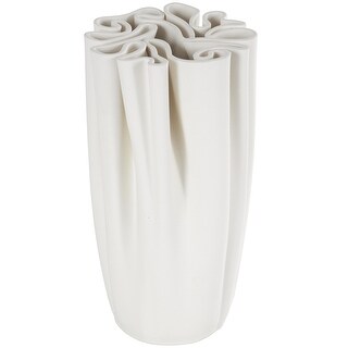 Ceramic Abstract Ribbed Dimensional Folded Decorative Vase with Compact ...
