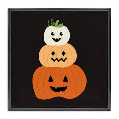 Stupell Happy Jack-o-Lanterns on Black Framed Floater Canvas Wall Art Design By Sazerelli Designs
