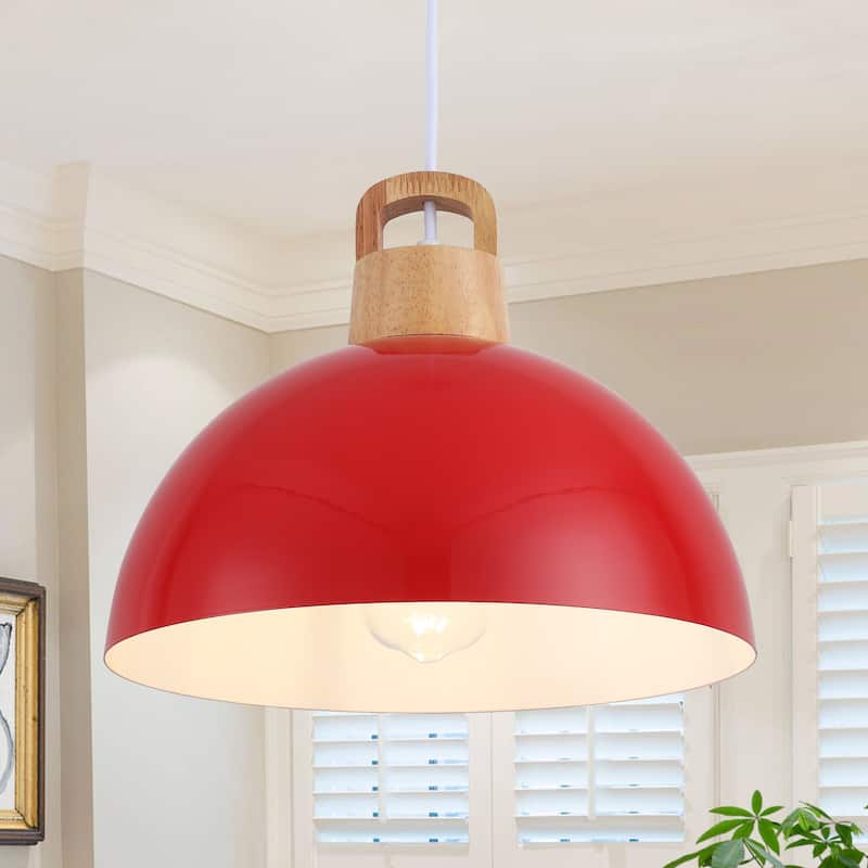 1-Light Pendant Light with Dome Shape, Classic Semi Flush Mount Chandelier for Dining Room Living Room Bedroom Kitchen