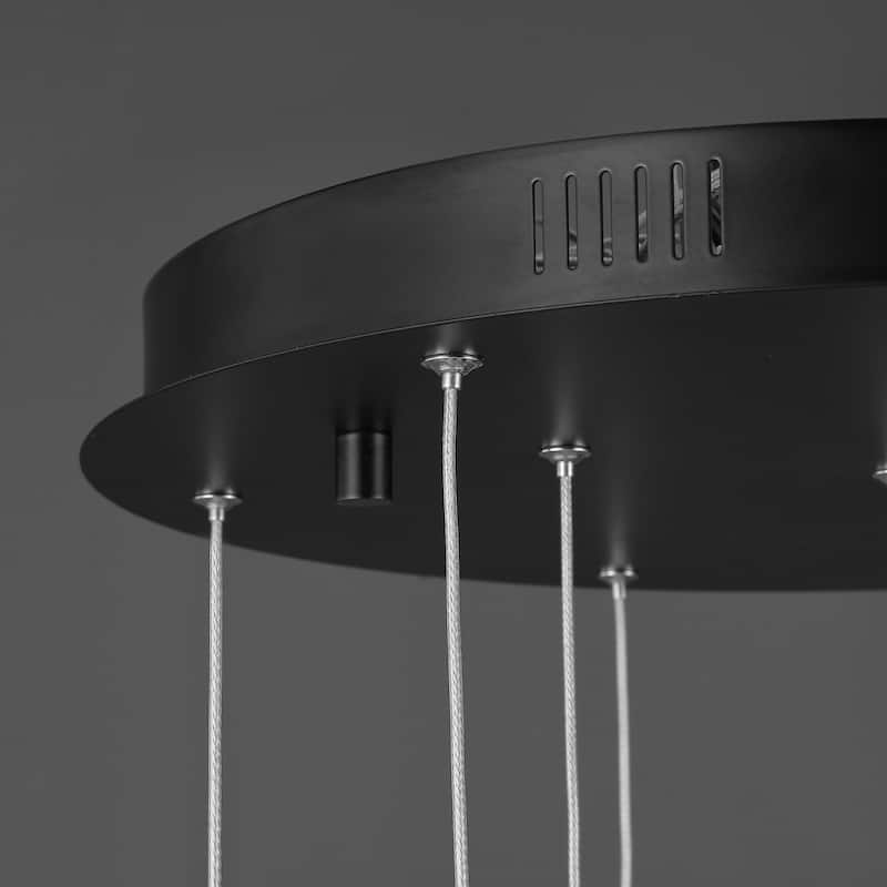 SAFAVIEH Couture Thekla Acrylic 9-Light Chandelier - 17 In. W x 17 In. D x 17/65 In. H - Black