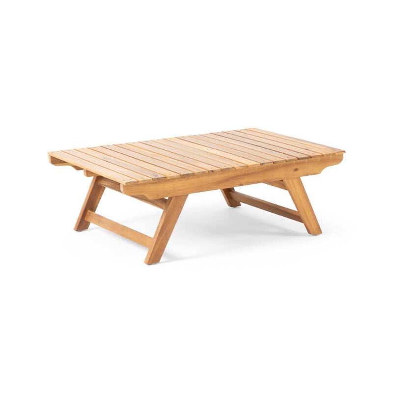 Sedona Outdoor 4 Seater Acacia Wood Chat Set with Side Table and Coffee Table by Christopher Knight Home
