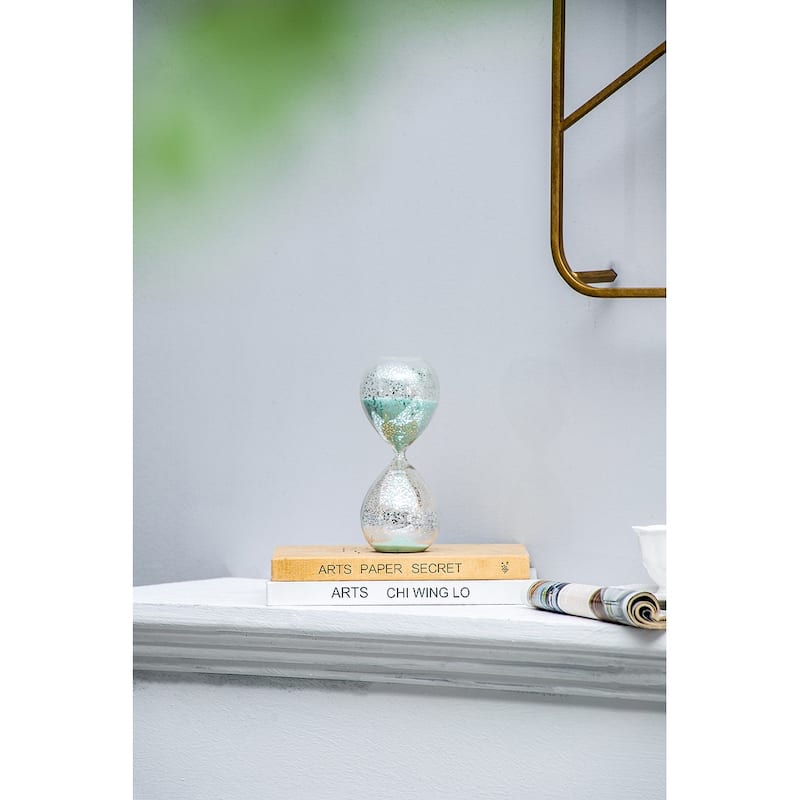 10" Peleus 60-Minute Silvered Hourglass, Jade Sand