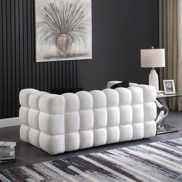 Modern Bubble Couch with 2 Pillows Premium Boucle Sofa Marshmallow Loveseat Couch Fluffy Loveseat Marshmallow Sofa Bed Bath Beyond 39379927