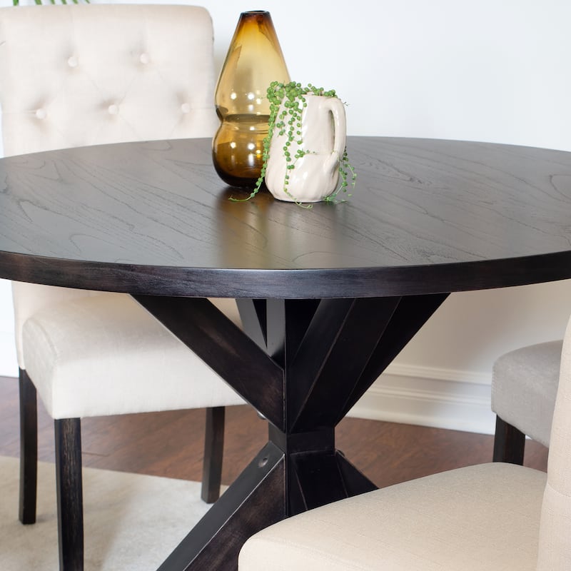 Roundhill Furniture Nylander 5-piece Dining Set, Cross-Buck Dining Table with 4 Stylish Chairs