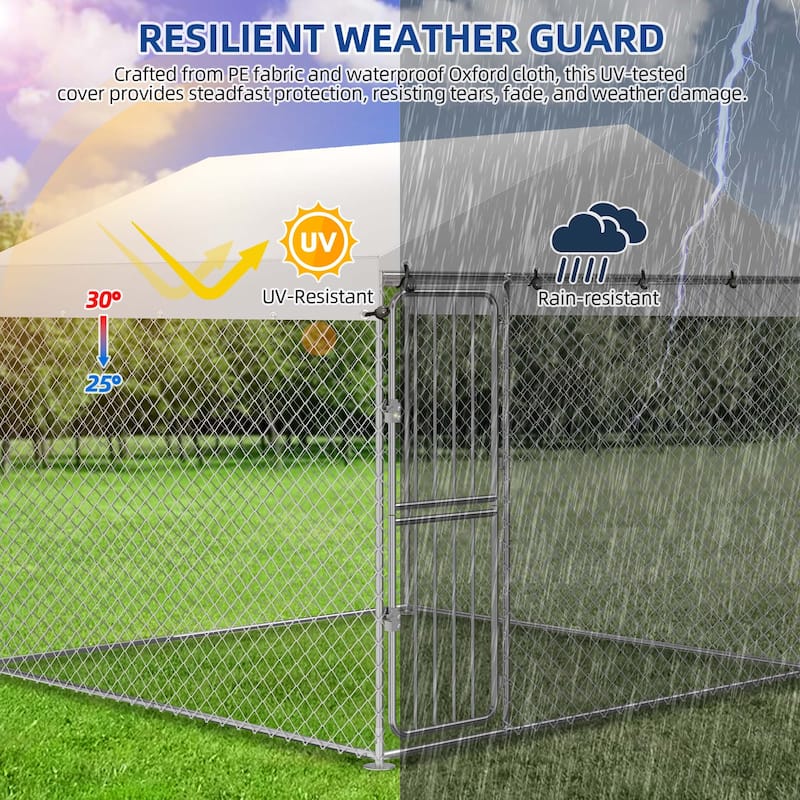 Moasis Large Outdoor Dog Kennel Heavy Duty Dog Cage Enclosure with Waterproof Roof