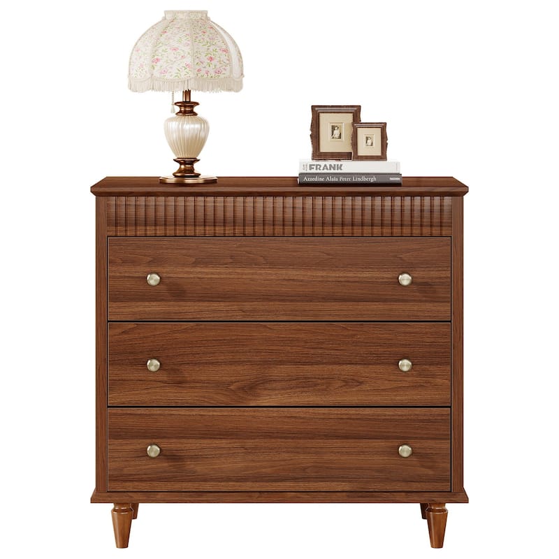 Nightstand with 3 Drawers, 31.5" Bedside Table with Mental Handles