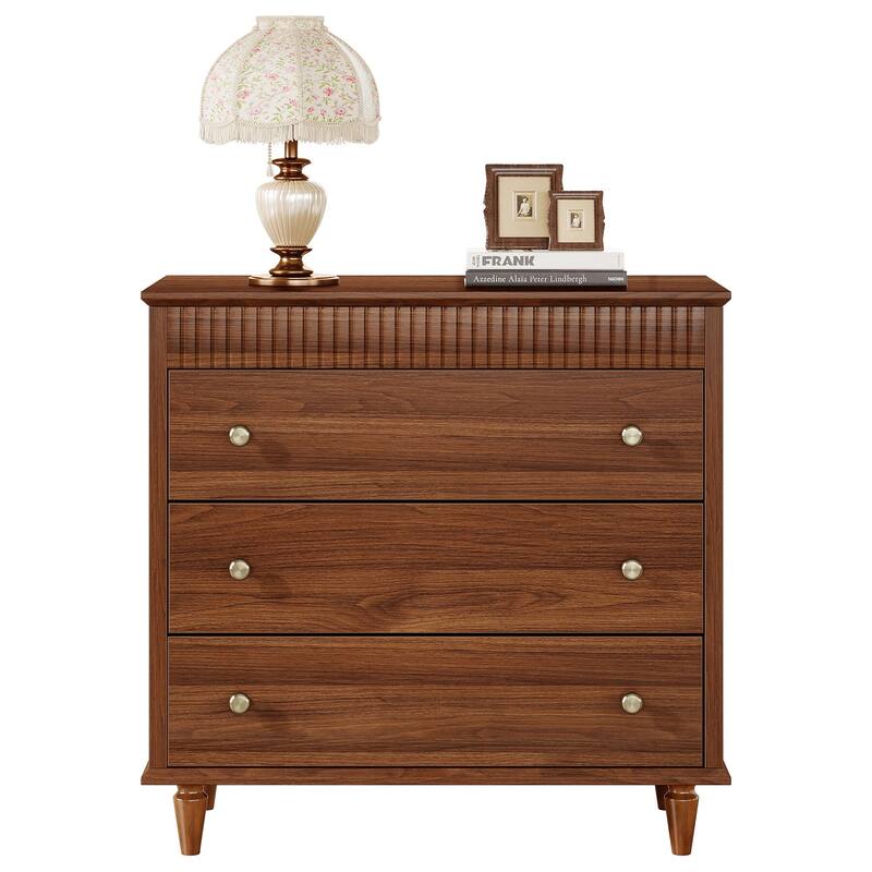Nightstand with 3 Drawers, 31.5" Oversized Farmhouse Bedside Table
