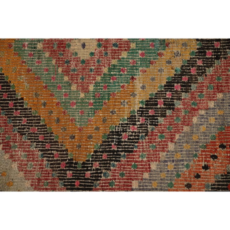 Hand Woven Oriental 100% Wool Carpet Southwestern Tribal Multi-Colored Kilim Area Rug - 9' 2'' X 5' 8''