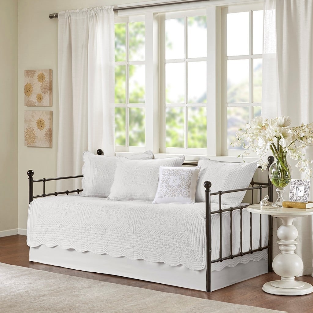 6 Piece Reversible Scalloped Edge Daybed Cover Set White Daybed
