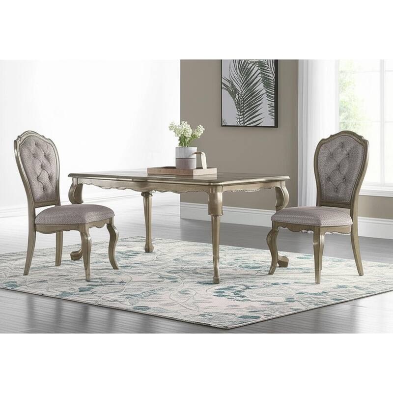 HomeRoots Set of Two Tufted Beige and Taupe Upholstered Fabric And Solid Wood Dining Side Chairs - Set of 2 - 24.00 in. x 43.00 in.  x 26.00 in. - Beige