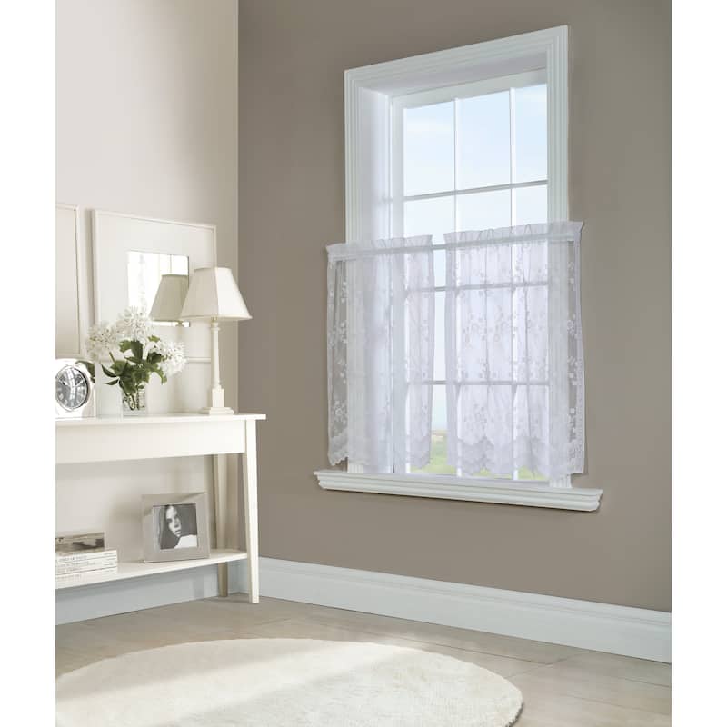 Mona Lisa Jacquard Lace Window Curtain Panel by Habitat - 56" x 36" - Tier - White