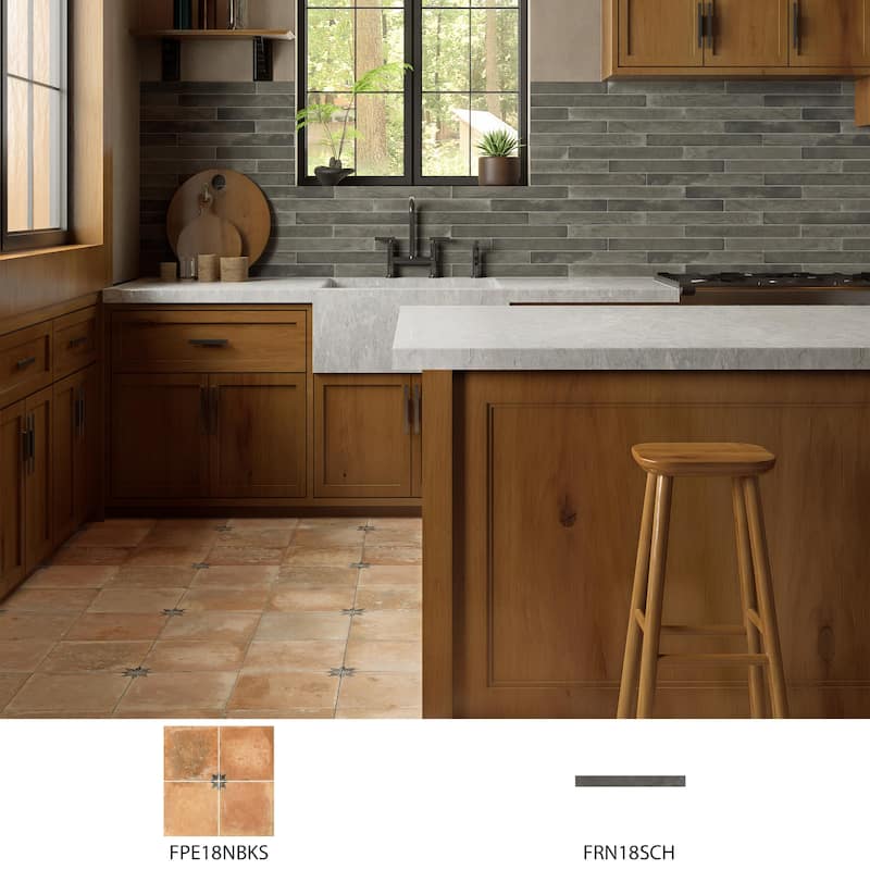 Merola Tile Kings Nonna with Black Star 17-7/8" x 17-7/8" Porcelain Floor and Wall Tile