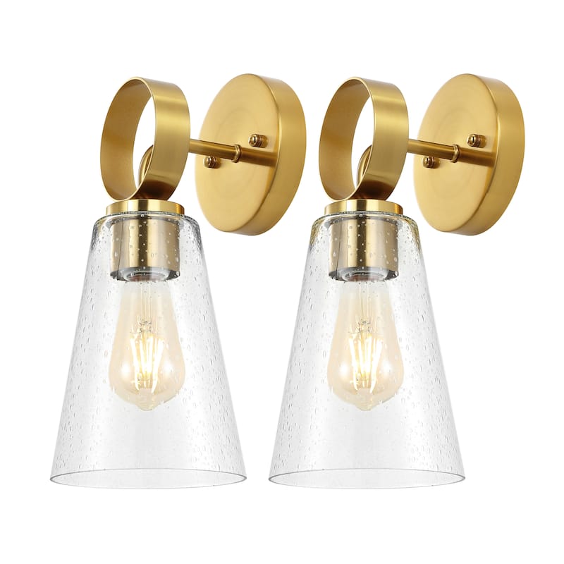 SAFAVIEH Lighting Nell 7-inch Glass Wall Sconce with Bulbs (Set of 2) - 7 In. W x 6 In. D x 13.3 In. H