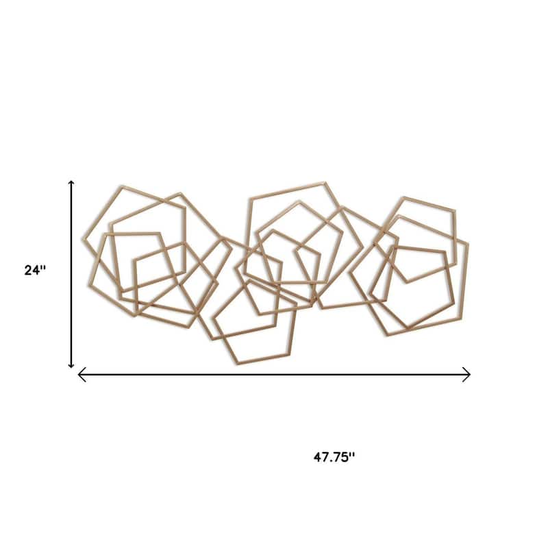 HomeRoots 24" X 48" Bronze Geometric Metal Abstract Hanging Dimensional Sculpture