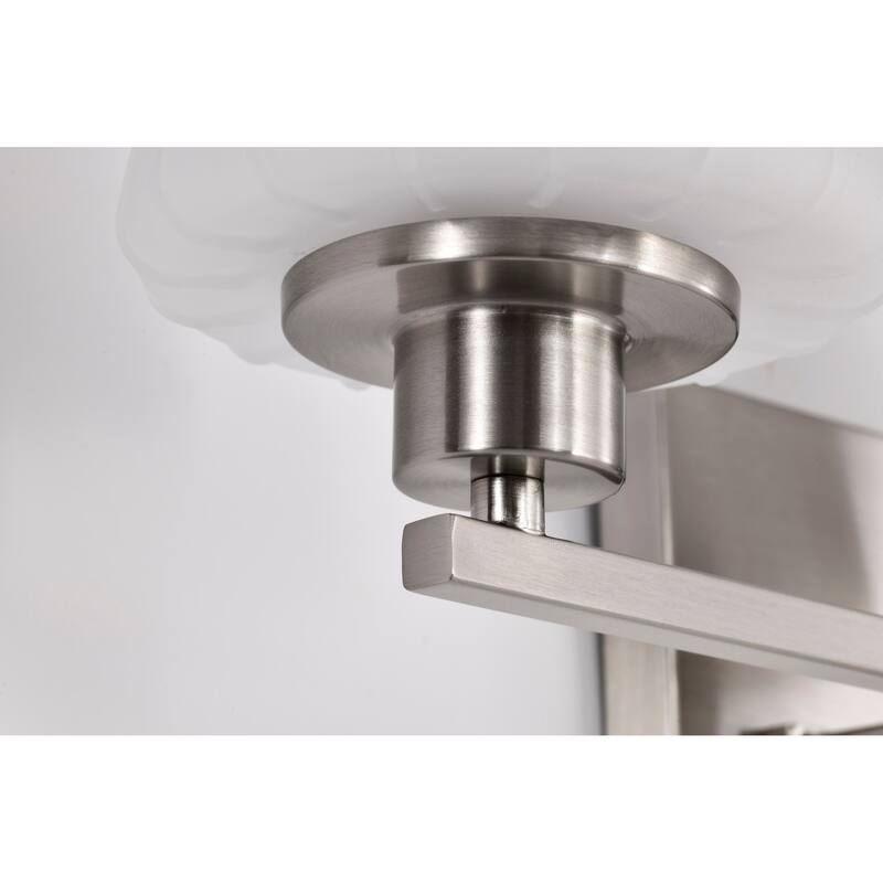 Lune 3 Light Vanity Brushed Nickel Finish Etched White Glass - Brushed Nickel