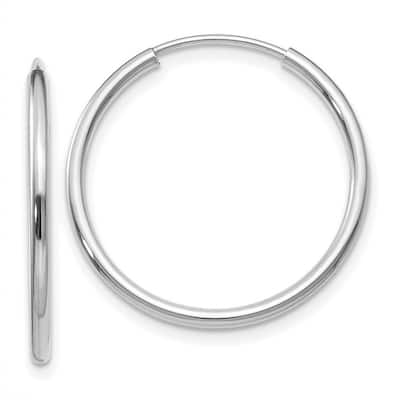 Curata 14k White Gold tube 1.5x20mm Polished Endless Hoop Earrings
