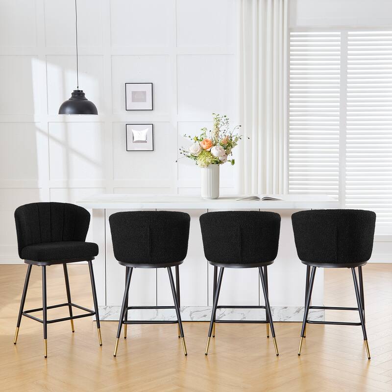 26" Boucle Fabric Counter Height Bar Stools, Set of 2/3/4 - 35.83"H x 22"W x 20.28"D