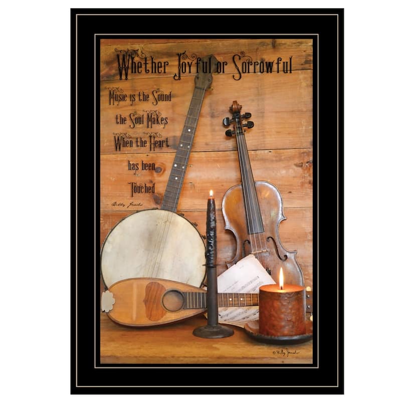 TrendyDecor4U Farmhouse "Music" Framed Wall Art by Billy Jacobs - Earthtones