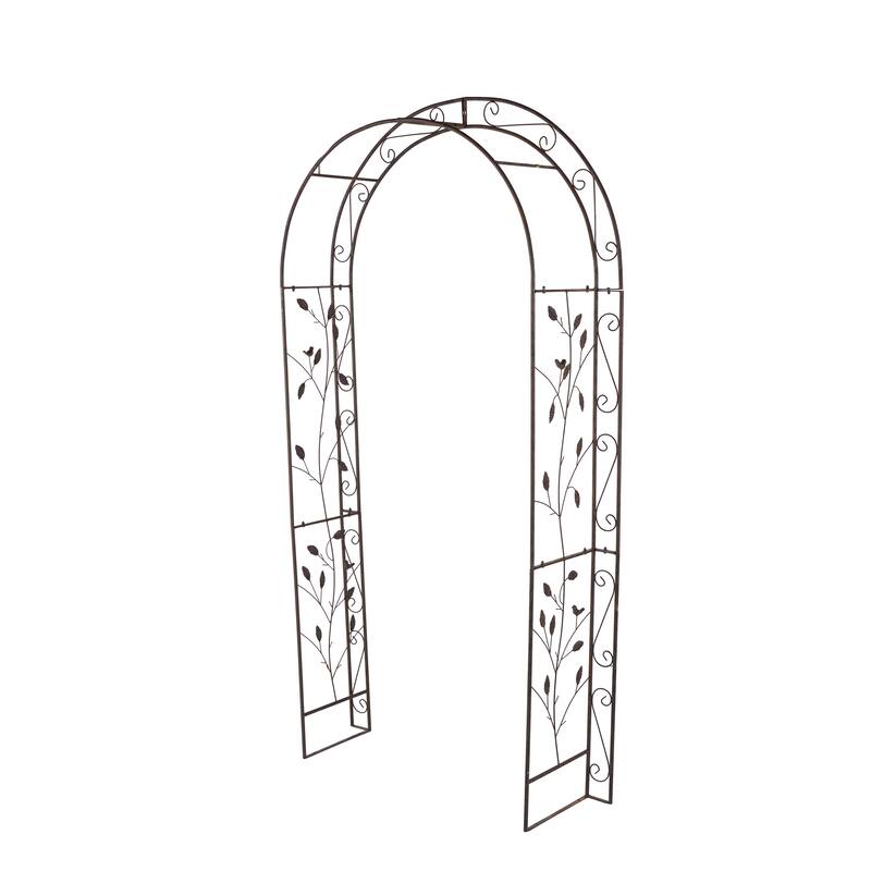 Bronze Metal Indoor Outdoor Scrollwork Arched Scroll Garden Arbor with Lattice Work Sides