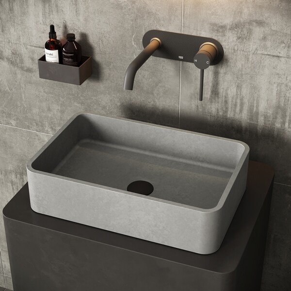 VIGO Concreto Stone 20 in. Concrete Rectangular Vessel Bathroom Sink in ...