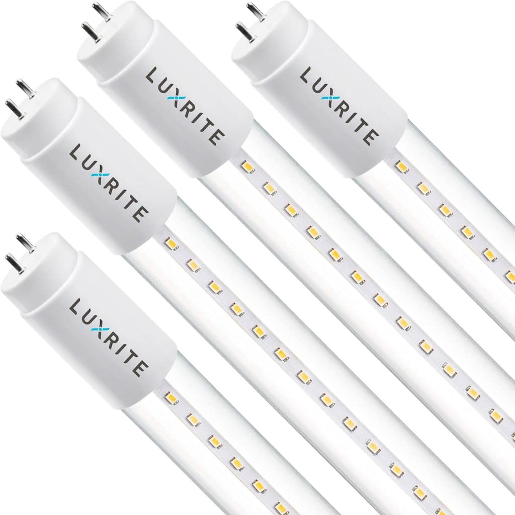 Luxrite 4FT T8 LED Tube Light, Ballast and Ballast Bypass Compatible, 13W=32W, Single-End or Double-End Powered (4 Pack)