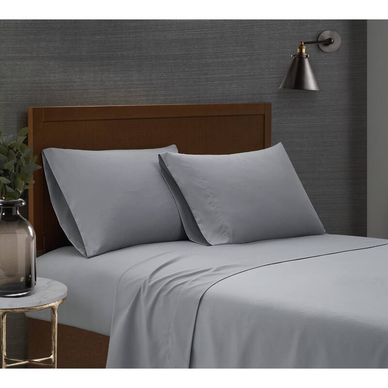 London Fog Garment Wash Solid Sheet Set - Grey - Twin XL