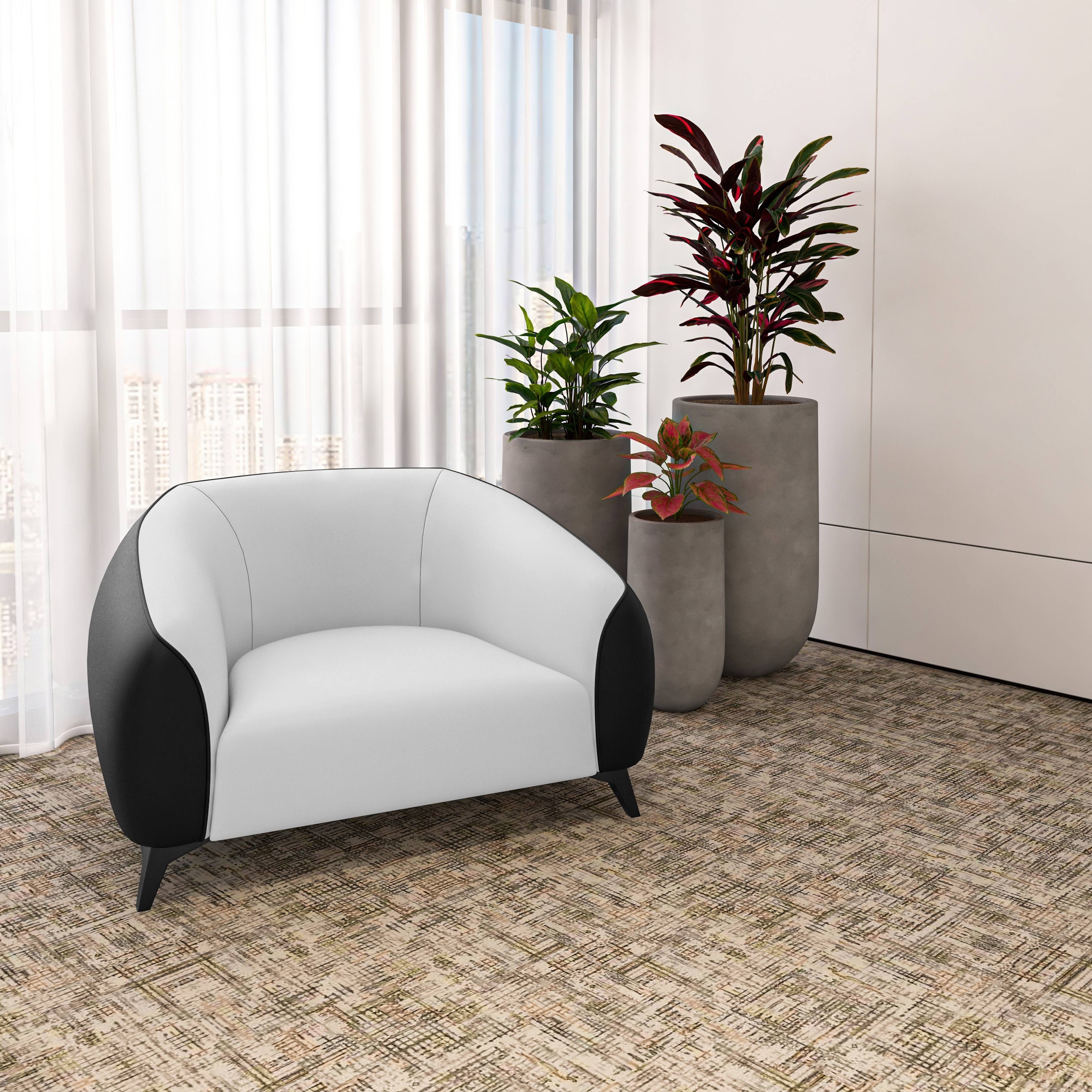 Opula PU Leather Accent Chair - Sleek Metal Legs Single Seater Armchair - Modern Living Room Bedroom Office Sofa Side Chair