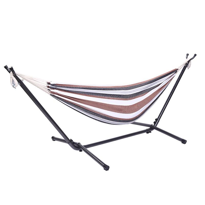 Portable Outdoor Polyester Hammock Set Black Background & Silver Flower & Colorful - 78.74 x 55.12